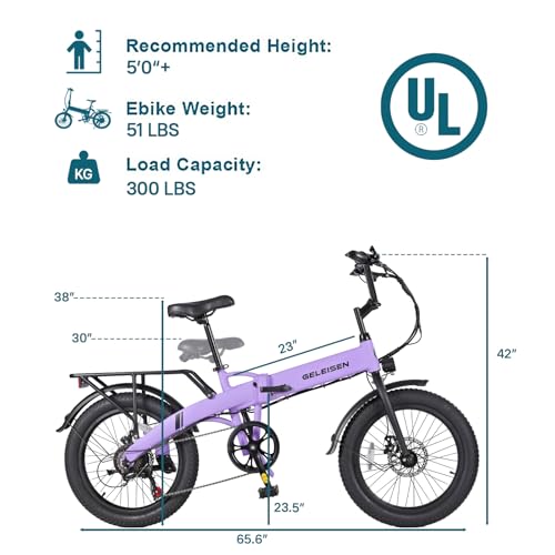 Folding Electric Bike for Adults, 20??3.0 Fat Tire Electric Bicycle, 374.4Wh Battery Ebike, 20MPH Electric Cargo Bike with LCD Color Display & 6 Speed Gears (Fits for 5'0+)