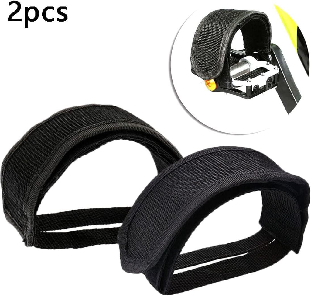 Bike Pedals with Straps, 2Pcs Pedal Straps Cycling Kids Bike Foot Pedal Straps Toe Clips Straps Tape for Fixed Gear Bike Black