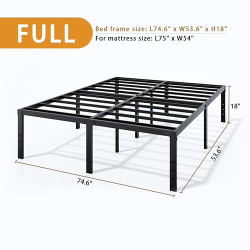 Metal Bed Frame Full Size - 14 Inch Heavy-Duty Full Platform Bed Frame No Box Spring Needed, Easy Assembly, Noise-Free, Sturdy Mattress Foundation, Underbed Storage Space