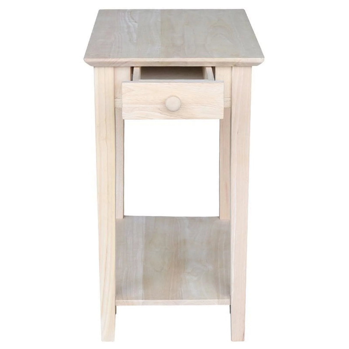 Pemberly Row 1 Drawer Transitional Wood Narrow End Table in Natural