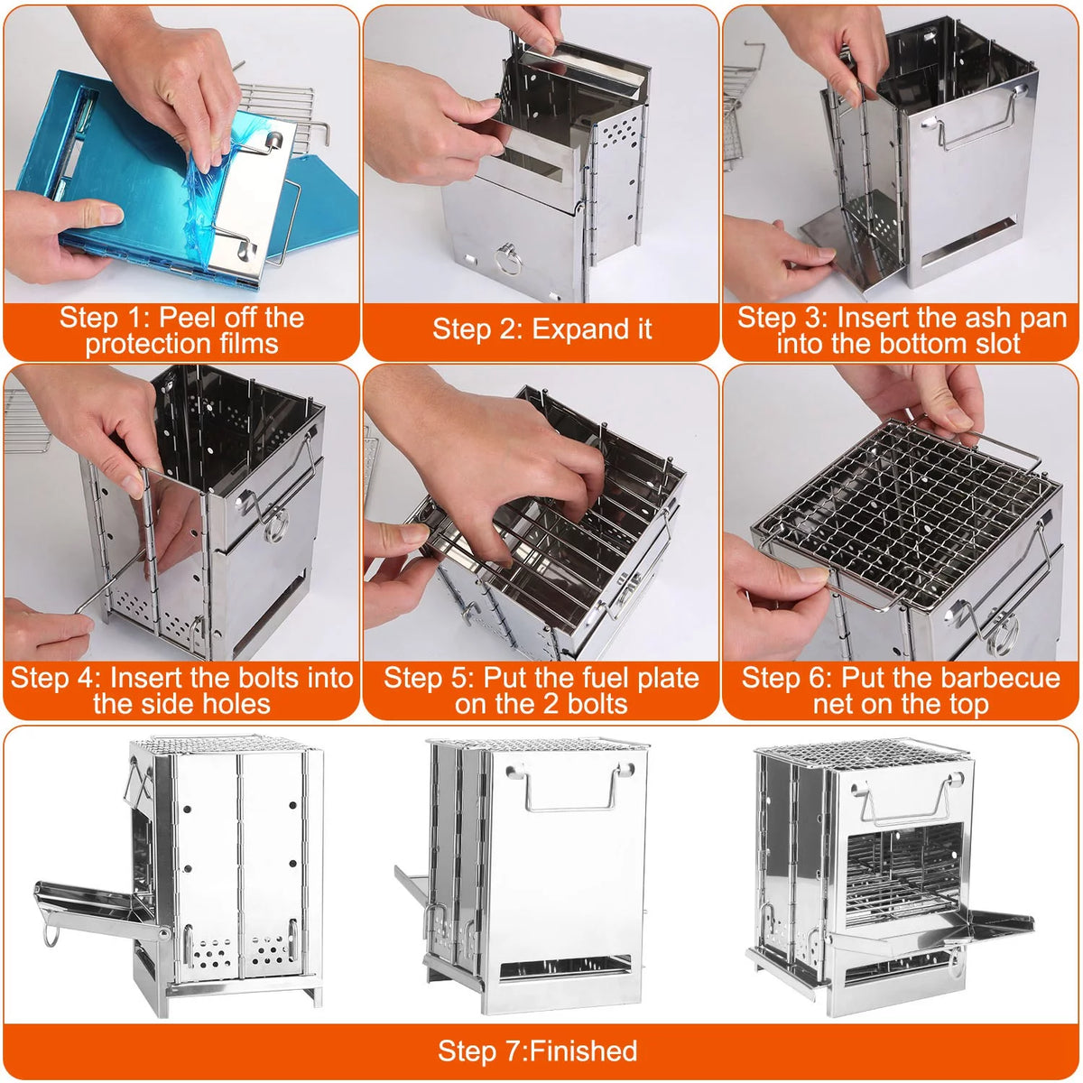 Folding Wood Burning Camp Stove, iMounTEK Small Portable Stainless Steel Backpacking Stove Outdoor Cooking Tents Heating Hiking Survival, Mini BBQ Stove with Carry Bag