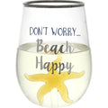 Beach Happy - Starfish 19 oz. Stemless Wine Glass with 3-D Figurine