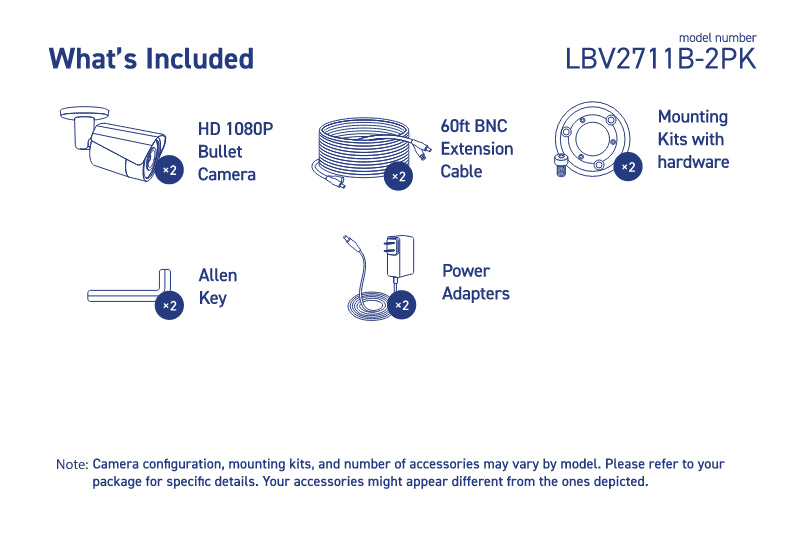 Lorex LBV2711B-2PK 1080p HD Weatherproof Night-Vision Security Cameras (2-Pack)
