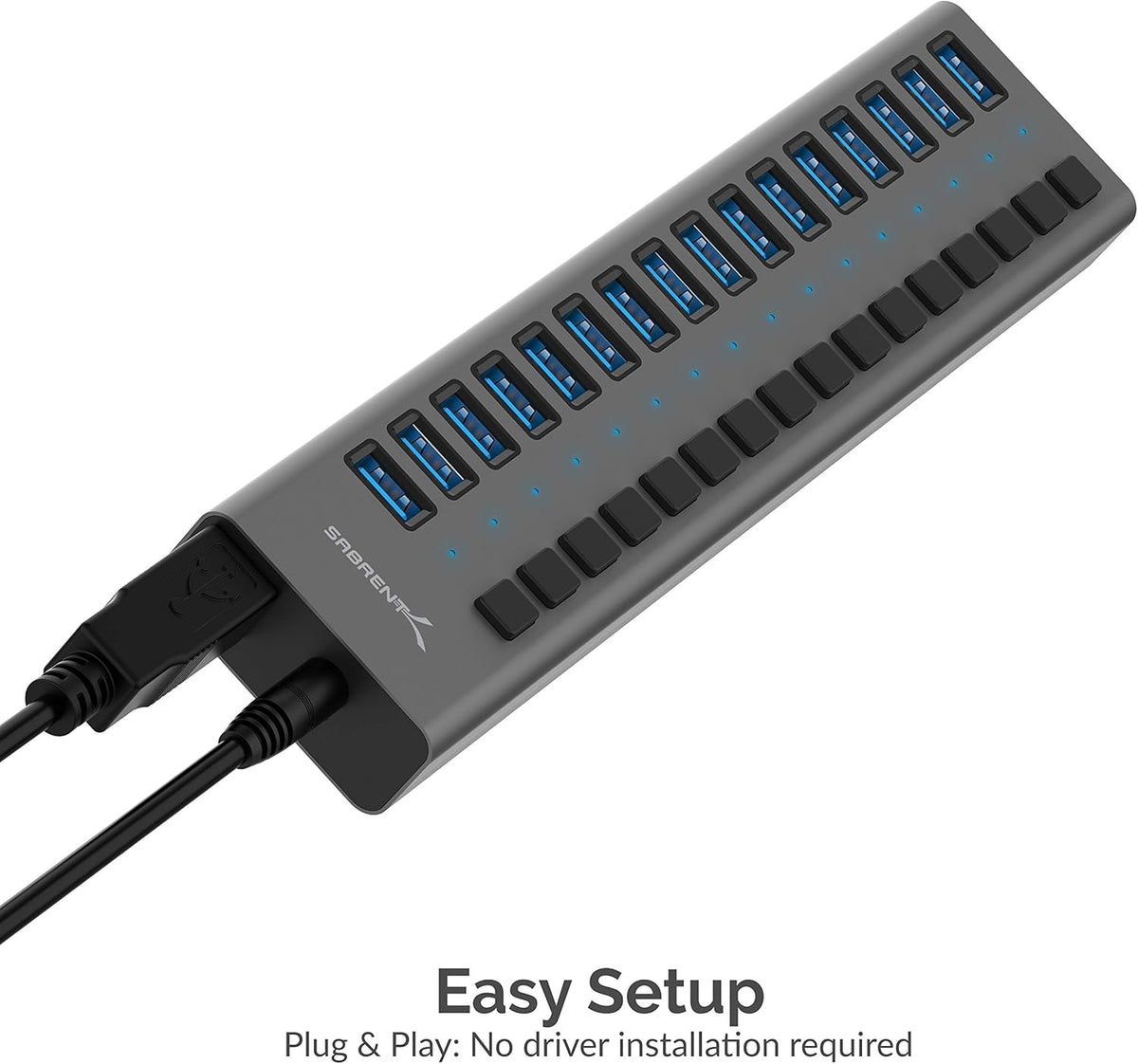Sabrent 16-Port USB 3.0 Data HUB and Charger with Individual switches [90 Watts] (HB-PU16)