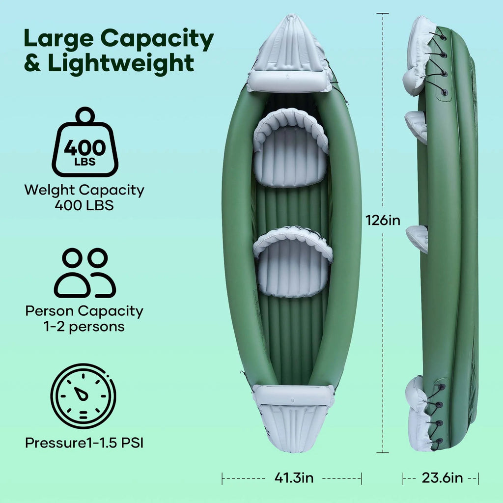 Naipo 2 Person Inflatable Kayak for Adults with Aluminum Oars Bag Carry Patch Air Pump