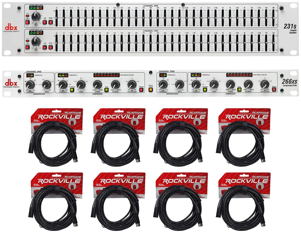 DBX 231S Dual 31 Band Graphic Equalizer Audio Rack Mount EQ+Compressor+Cables