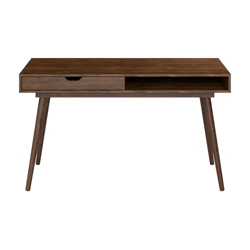 Bush Furniture Nora 54W Writing Desk in Dark Walnut | Computer Table for Home Office Workspace or Entryway