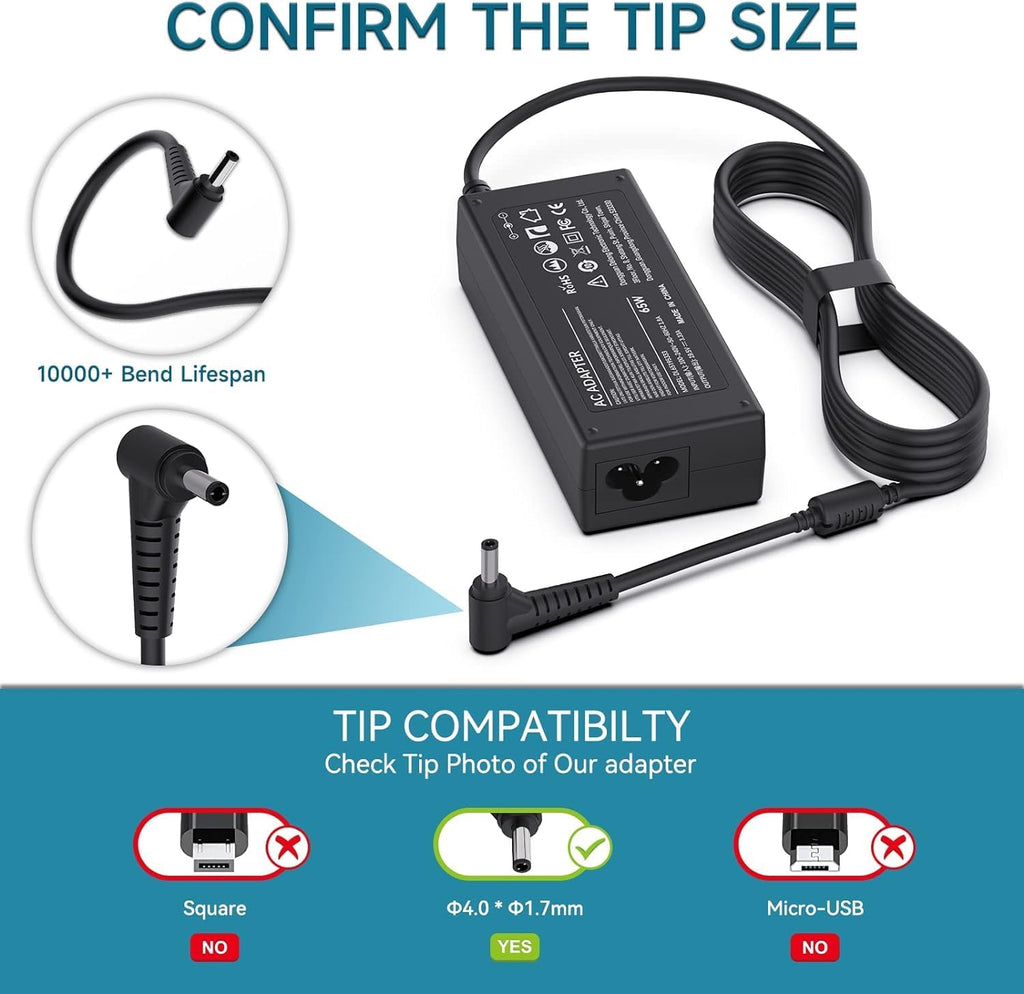 65W 45W IdeaPad Laptop Charger, for Lenovo IdeaPad 3 5 330 330s 320 310 S340 S145 100 110 110s 120S-11IAP 100S-11IBY 130-15AST 510s 530s 710S Flex 5 4 14 ADL45WCC Laptop Power Supply Cord