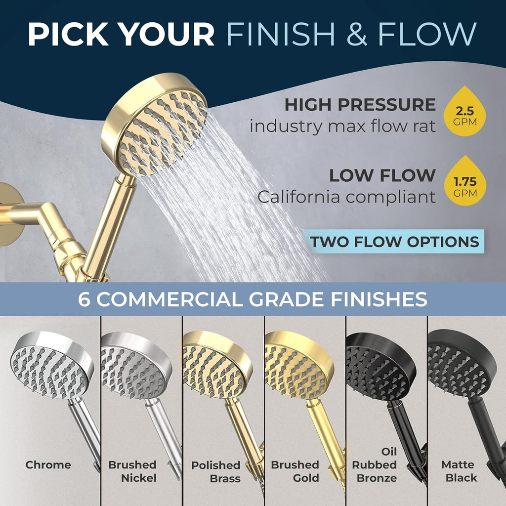 HammerHead Showers? Solid Metal LOW FLOW Handheld Shower Head with Hose and Brass Holder - OIL RUBBED BRONZE ?C Water Saving 1.75 GPM Detachable Shower Head - Adjustable Shower Wand Bracket & 6ft Hose