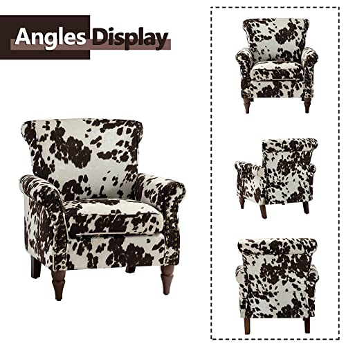 HULALA HOME Modern Wingback Accent Chair with Wood Legs & Removable Cushion, Comfy Upholstered Armchair with Nailhead Trim, Floral Pattern Single Sofa Chair for Living Room Bedroom, Blue