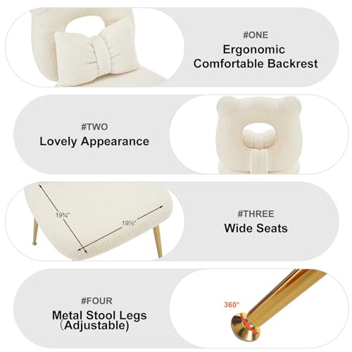 Furnimart Cute Vanity Chair, Bear Shape Makeup Chair with Backrest Pillow, Comfy Accent Chair Desk Chair Teddy fabric with Golden Metal Legs for Living Room/Dressing Room/Home Office Green