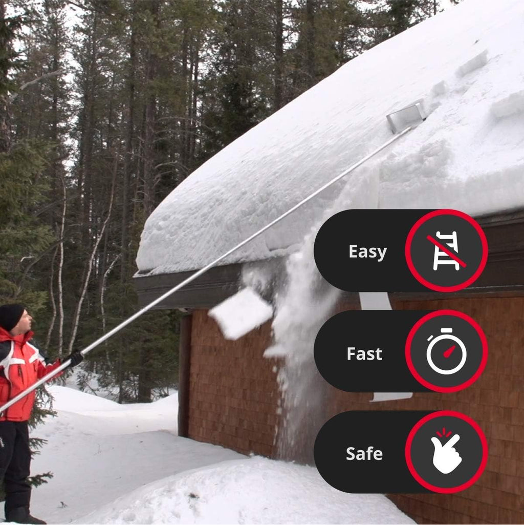 SNOWPEELER Premium - Roof Rake for Snow Removal - 30 ft. Reach - Clear Your Roof in No Time - Ideal for Long or Low-Pitched Roofs