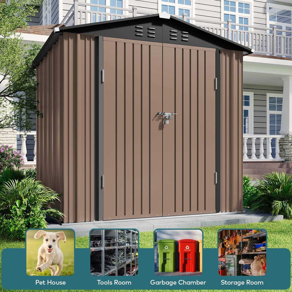 Lofka 6 x 4 FT Outdoor Shed for Storage Metal Garden Shed with Double Lockable Doors