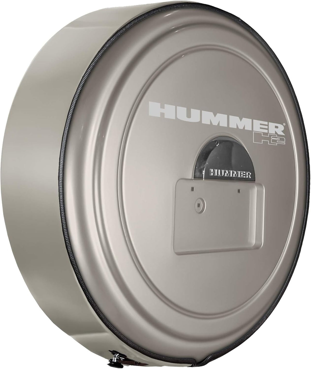 Boomerang Hummer H2 (05-10) - Color Matched MasterSeries Hard Tire Cover - (Color Matched Plastic Face & Stainless Steel Ring) - Hummer H2 Logo - Pewter Metallic