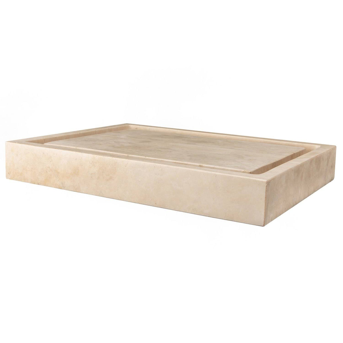 Eden Bath Rectangular Infinity Pool Sink - Honed Beige Travertine