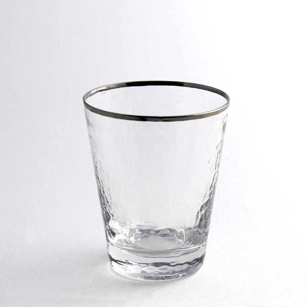 Split P Metallic Rim Double Old Fashioned Set - Silver