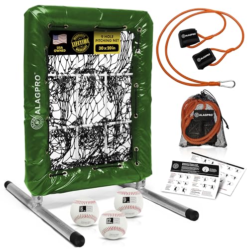 ALAGPRO? The Original 9 Hole Pitching Net with Strike Zone Pocket | Pitching Target for Baseball & Softball Pitchers