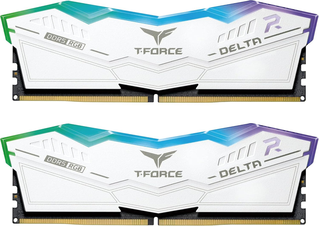 TEAMGROUP T-Force Delta RGB DDR5 32GB Kit (2x16GB) 6400MHz (PC5-51200) CL40 Desktop Memory Module Ram (White) for Z690 - FF4D532G6400HC40BDC01