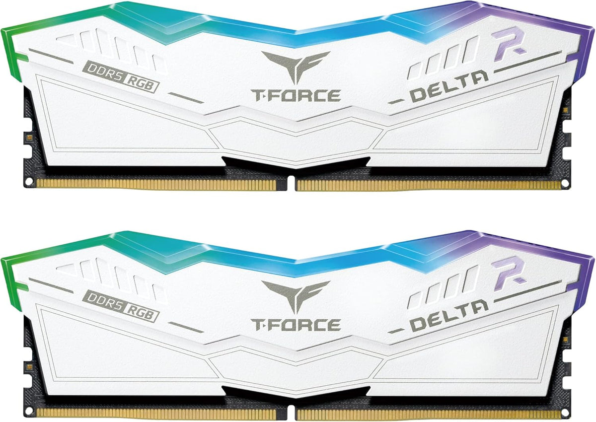 TEAMGROUP T-Force Delta RGB DDR5 32GB Kit (2x16GB) 6400MHz (PC5-51200) CL40 Desktop Memory Module Ram (White) for Z690 - FF4D532G6400HC40BDC01
