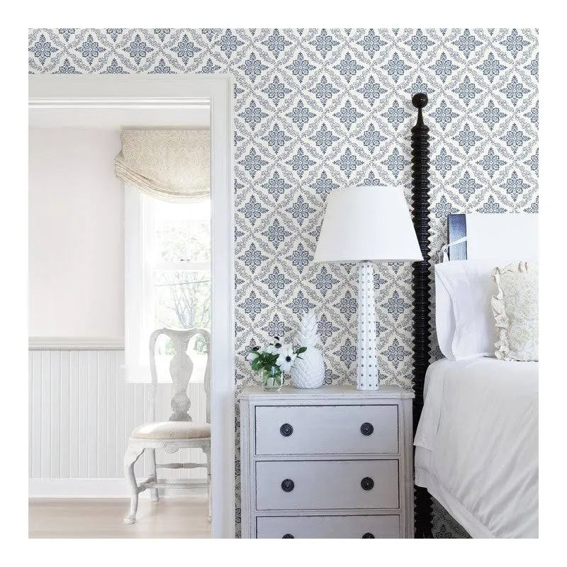 Chesapeake Wynonna Navy Geometric Floral Wallpaper