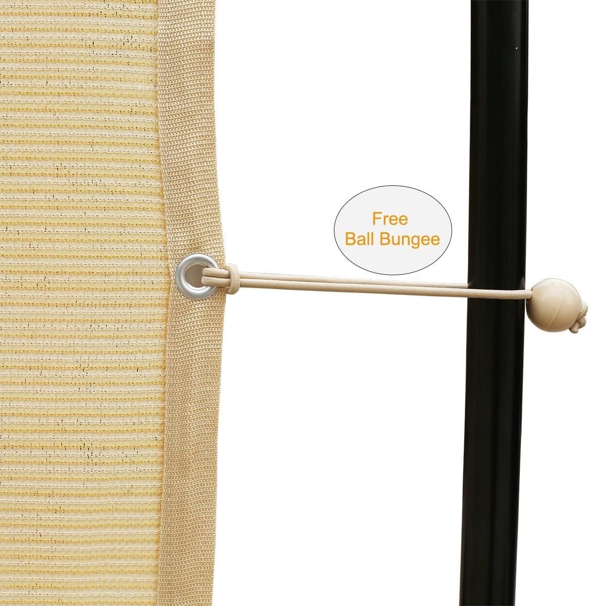 Shatex 90% Shade Fabric Sun Shade Cloth Taped Edge with Grommets Sun-Block Mesh Shade for Pergola Cover Canopy 12?? x 20??, Wheat, 12 Bungee Balls