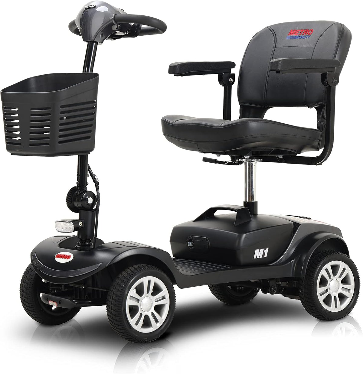 Electric Mobility Scooter for Adults and Seniors 4 Wheel Powered Mobility Scooters for Travel, Elderly - Long Range Power Extended Battery with Charger and Basket Included