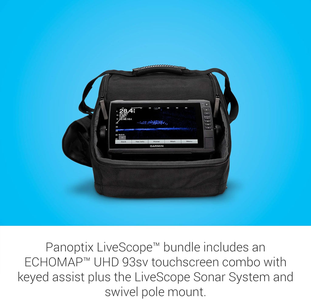 Garmin Panoptix LiveScope Ice Fishing Bundle, Includes ECHOMAP UHD 93sv Combo and Panoptix LiveScope Sonar Transducer