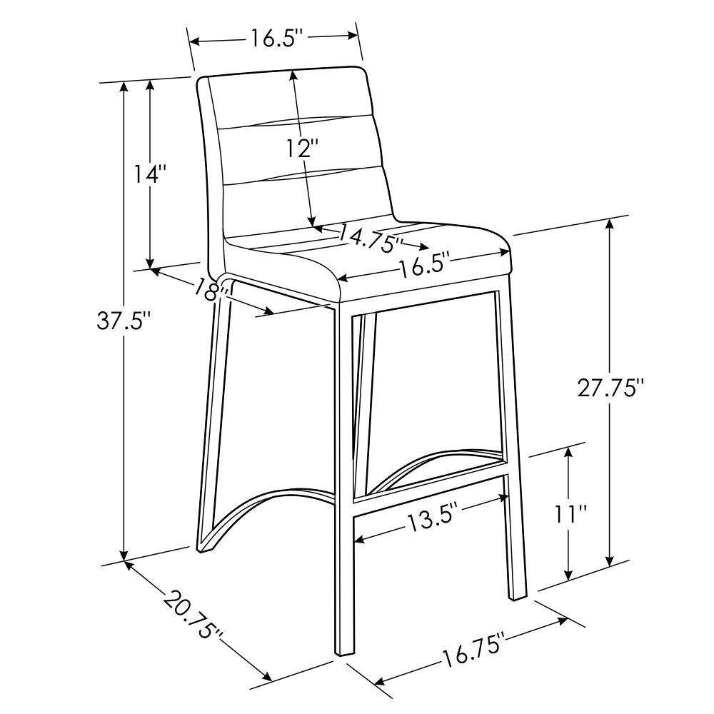 Zuri Furniture Lynx Counter Height Contemporary Bar Stool with Metal Base - Black