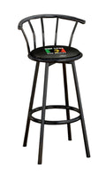 The Furniture King Bar Stool 29 Tall Black Metal Finish with a Music Themed Decal (Bob Marley - Black)