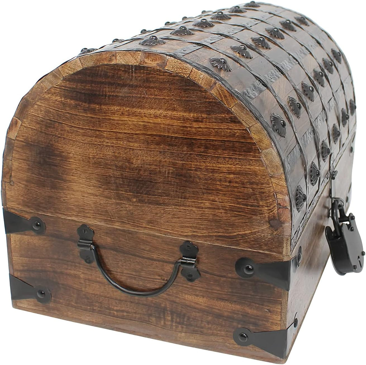Nautical Cove Pirate Treasure Chest with Iron Lock and Skeleton Key - Storage and Decorative Box (X-Large 16 x 11 x 10.5) Pack of 2
