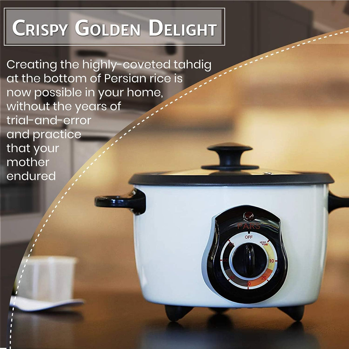 Pars Automatic Persian Rice Cooker - Tahdig Rice Maker Perfect Rice Crust, 10 Cup