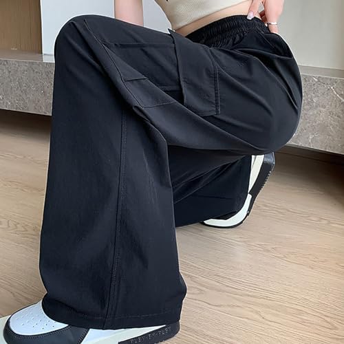 Womens High Waisted Cargo Pants Quick Dry Drawstring Stretch Wide Leg Sweatpants Baggy Casual Streetwear Y2k Trousers