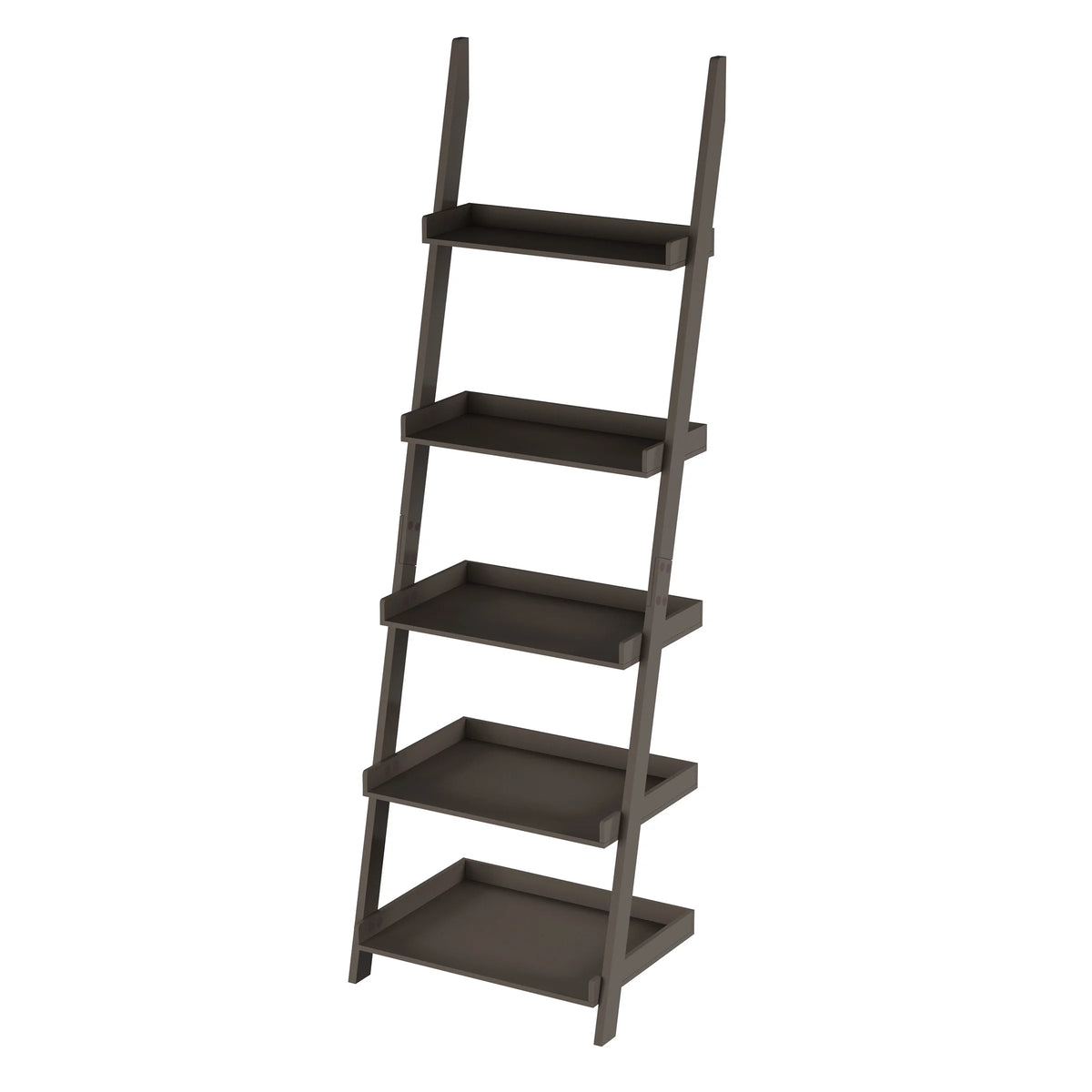 Ladder Bookshelf- 5 Tier Leaning Decorative Shelves for Display-Slate Gray Shelf Stand-Living Room Bathroom & Kitchen Shelving by Lavish Home
