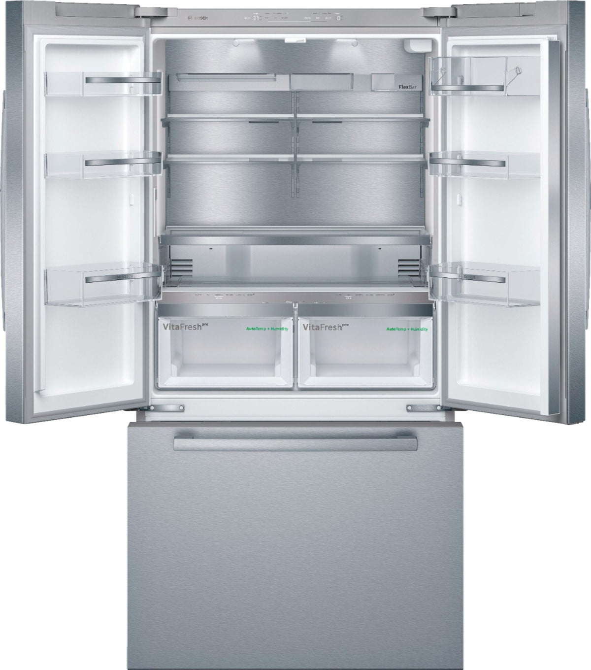 Bosch - 800 Series 21 Cu. Ft. French Door Counter-Depth Smart Refrigerator - Stainless steel