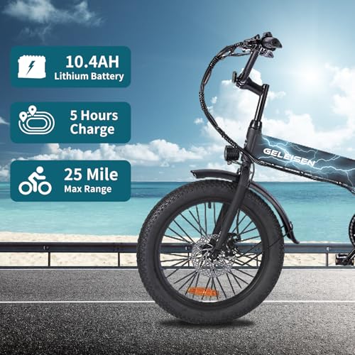 Folding Electric Bike for Adults, 20??3.0 Fat Tire Electric Bicycle, 374.4Wh Battery Ebike, 20MPH Electric Cargo Bike with LCD Color Display & 6 Speed Gears (Fits for 5'0+)