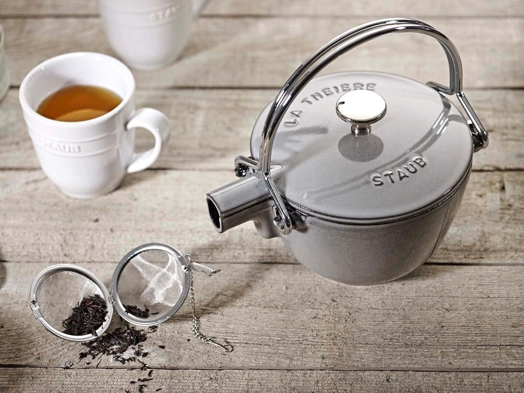 Staub Cast Iron 1-qt Round Tea Kettle - Basil, Made in France