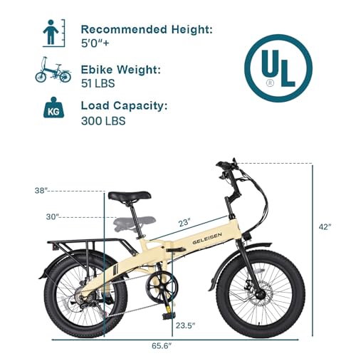 Folding Electric Bike for Adults, 20??3.0 Fat Tire Electric Bicycle, 374.4Wh Battery Ebike, 20MPH Electric Cargo Bike with LCD Color Display & 6 Speed Gears (Fits for 5'0+)
