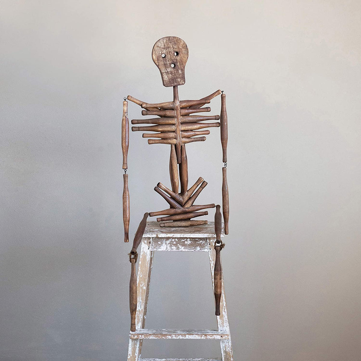 Creative Co-Op 14 L x 2 W x 42 H Found Hanging Wood Rolling Pin Skeleton (Each One Will Vary) Figures and Figurines, Multi