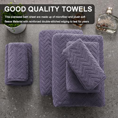4 Pack Large Bath Towels Set 35x70 Black Oversized Bath Sheet Chair Towels, 600 GSM Ultra Soft & Absorbent Towels for Bathroom, Quick Dry Towel for Gym Hotel Camp Pool