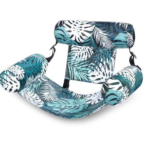 Sloosh Pool Floats Chairs Adult,Inflatable Pool Lounge,Plant Pattern Floating Mat Hammock,Blow up Water Chairs Noodles rafts for Party Summer Water Beach Fun