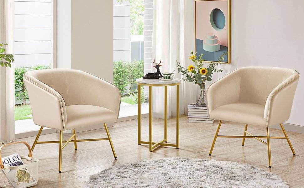 Yaheetech Faux Marble Side Table, 16in End Table Modern Accent Sofa Table w/X-Based, Round Tabletop, Sturdy Metal Legs for Living Room, Black