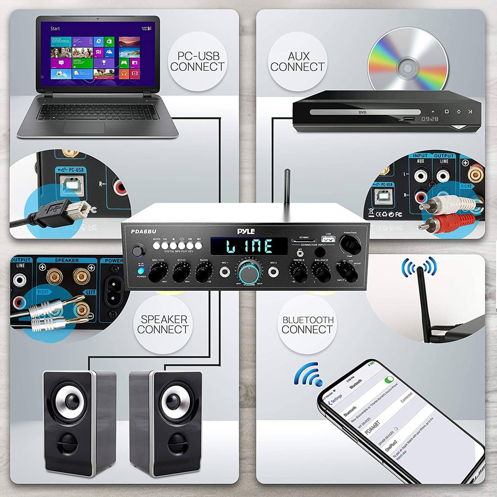 Pyle PDA6BU.5 Bluetooth Stereo Amplifier Receiver