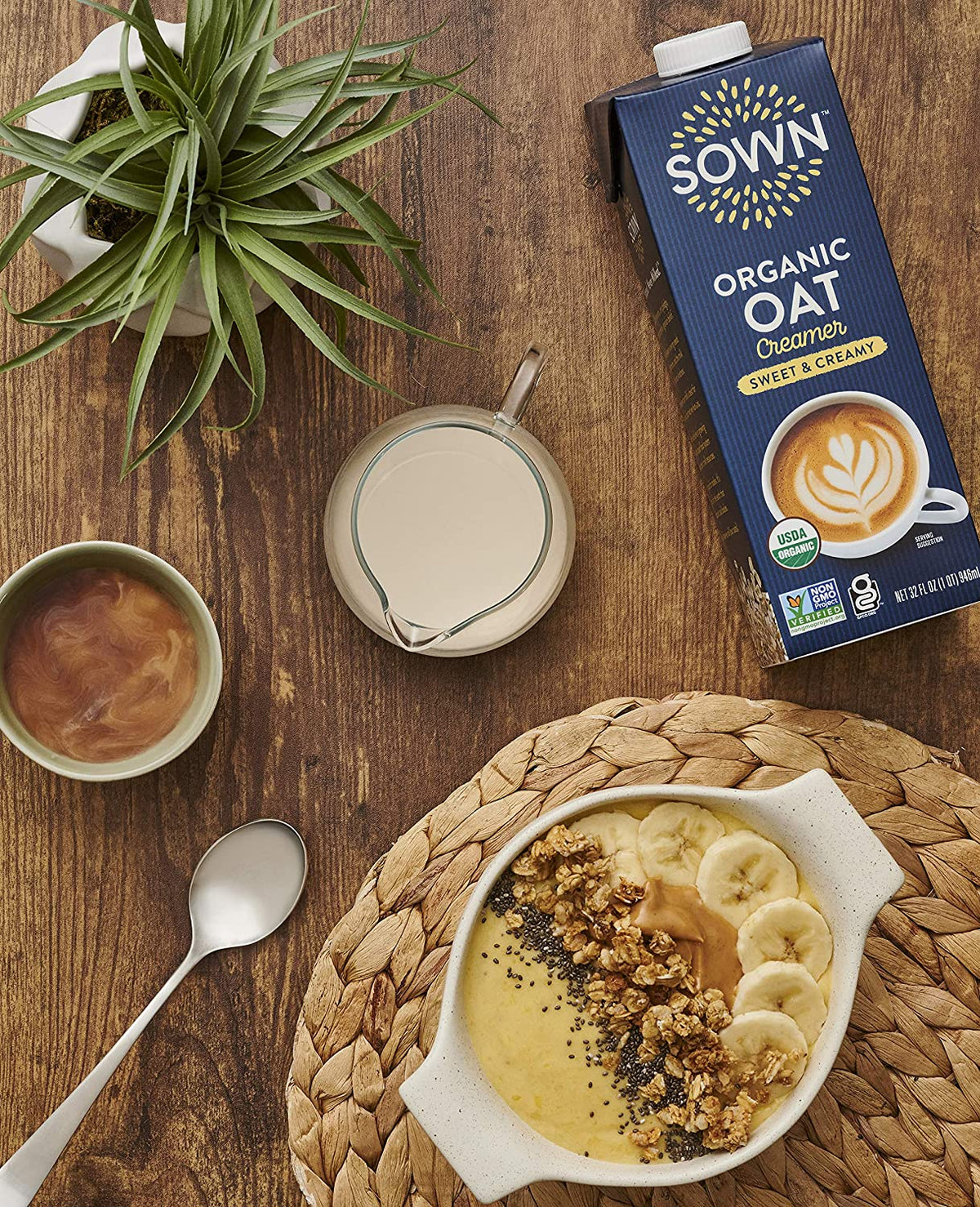 SOWN Organic Oat Creamer Unsweetened - Barista Oat Milk Non Dairy Coffee Creamer - Plant Based, Dairy-Free, Vegan, 0g Added Sugar, Gluten-Free, Non-GMO, Shelf Stable - 32oz (Pack of 6)
