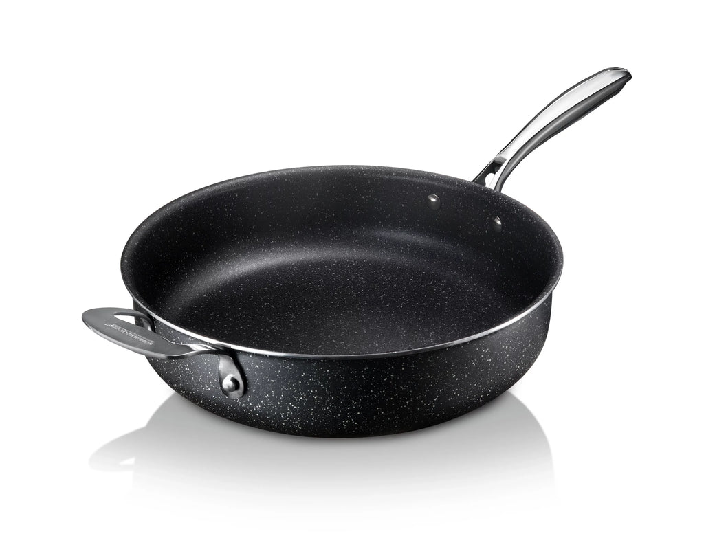 Granitestone Jumbo Cooker with Lid, Nonstick Triple Coated Surface, Family Sized Open Skillet with Stainless Steel Stay Cool & Helper Handle, Oven and Dishwasher Safe