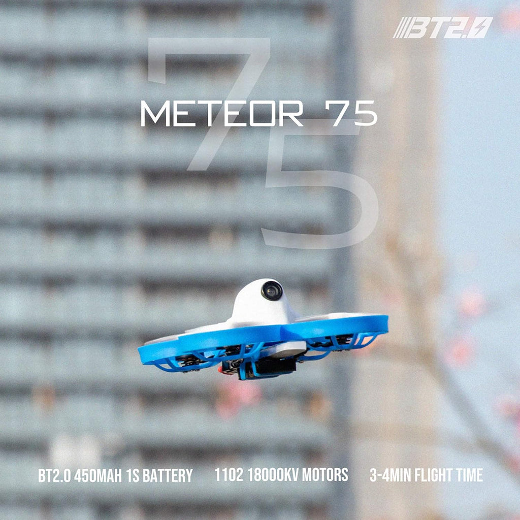 BETAFPV Meteor75 1S Brushless Whoop Drone TBS Crossfire with BT2.0 Connector F4 AIO 1S FC VTX 18000KV 1102 Motor C02 Camera for Tiny Whoop Micro FPV Racing Whoop Drone Quadcopter