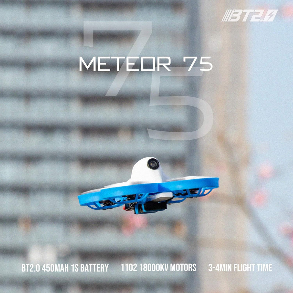 BETAFPV Meteor75 1S Brushless Whoop Drone TBS Crossfire with BT2.0 Connector F4 AIO 1S FC VTX 18000KV 1102 Motor C02 Camera for Tiny Whoop Micro FPV Racing Whoop Drone Quadcopter
