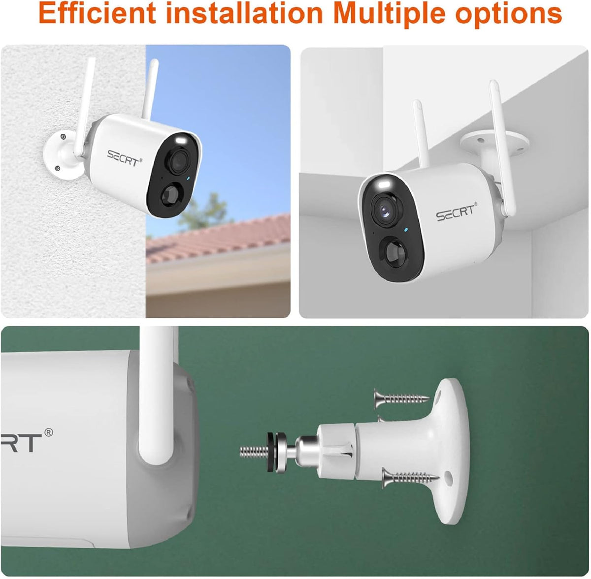 Wireless Outdoor Security Camera, SECRT Battery Powered 1080P WiFi Surveillance Cameras for Home Security System, Color Night Vision, Motion Detection, Siren Alarm and Spotlight, 2-Way-Talk,Waterproof