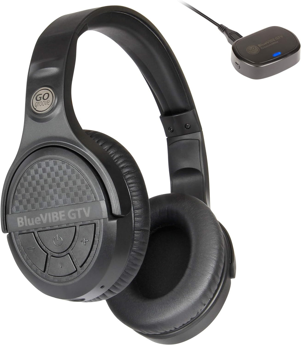 Over-Ear Headphones BlueVIBE GTV TV Headphones Wireless for Hearing Impaired & Seniors ?C Easy Setup Plug and Play for TV Watching, Hard of Hearing ?C 10 Hour Battery Life, No Audio Delay, 2.4GHz RF Transmitter