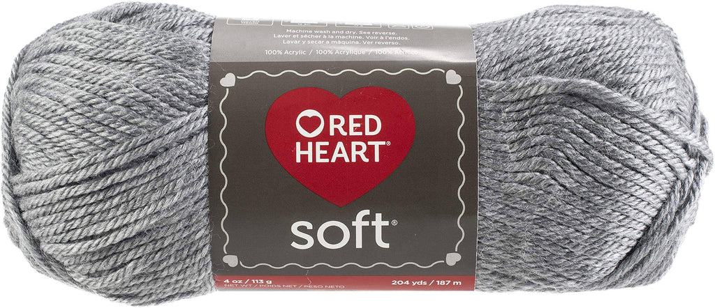 Red Heart Soft Yarn - Light Grey Heather, Multipack of 12