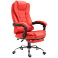 HOMCOM Reclining PU Leather Executive Home Office Chair with Footrest - Red